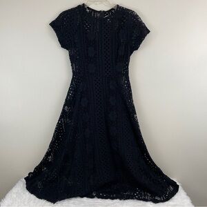 Black lace boho midi dress